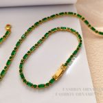 French retro green zircon bracelet necklace niche fashion high-end necklace temperament jewelry