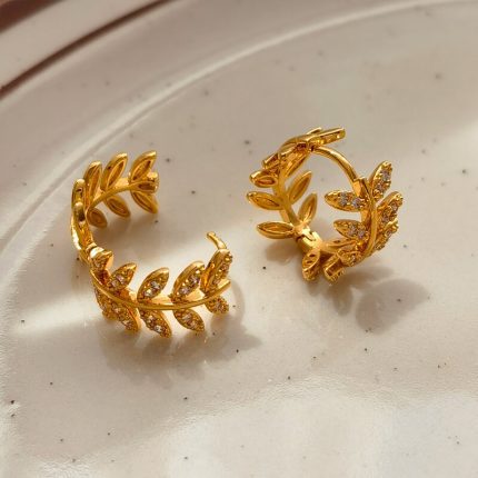 Fashionable and high-end zircon earrings with wheat earrings