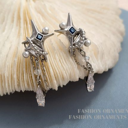 Sweet and cool niche zircon tassel earrings