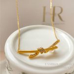 French niche knot design earrings necklace light luxury retro trendy zircon clavicle chain + earrings