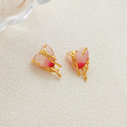 Gentle gradient color love earrings fairy elegant earrings