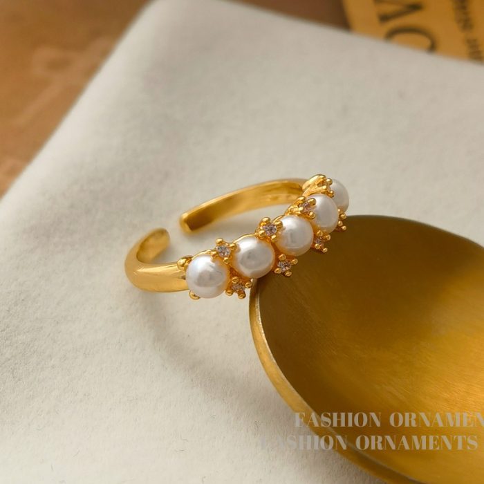 Elegant cultured pearl ring niche open design index finger ring