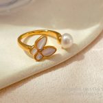 Fairy Butterfly Pearl Open Ring Simple and Sweet Design Ring