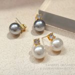 Elegant retro high-end highlight pearl earrings light luxury zircon earrings