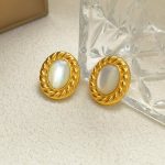 Temperament shell earrings retro simple oval earrings