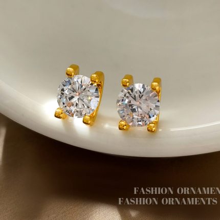 Silver needle light luxury simple zircon earrings fashionable niche design high-end earrings