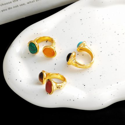 European and American personalized trendy contrasting color rings