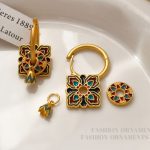 Original personalized retro painted design earrings copper gold-plated ear buckles niche fashion high-end earrings